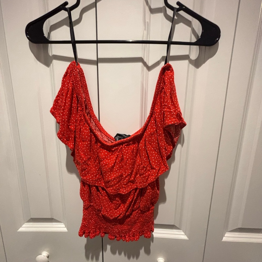 Forever 21 Red Ruffled Smocked Camisole